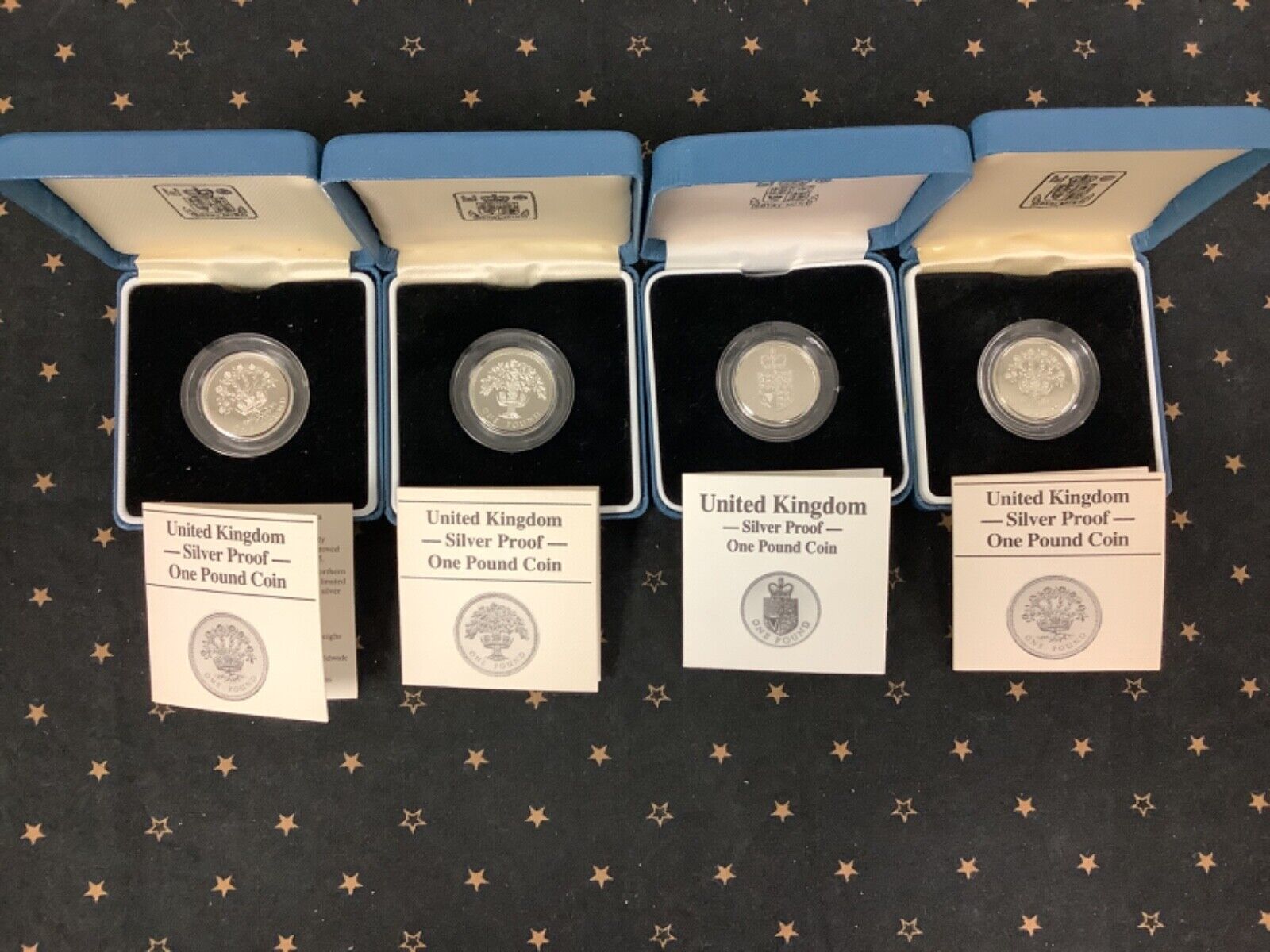 (4) 19861988 Royal Mint Thistle & Shield Silver Proof one Pound £1